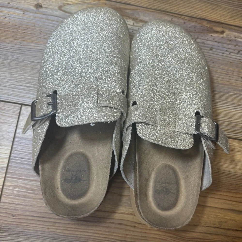 Rocket Dog Kids Size 2 Gold Glitter Clogs Slip On Mule Shoes Adjustable Buckle
